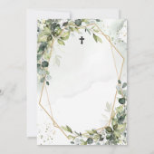 Goud lijst groen gebladerte laat boho doop kaart (Achterkant)