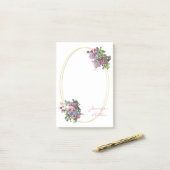 Goud Lijst Hand Script Sjabloon Waterverf Flowers Post-it® Notes (Op bureau)