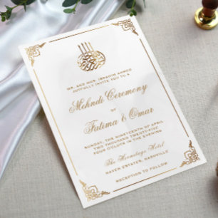 Goud Lijst  islamitisch Mehndi ceremonie Kaart