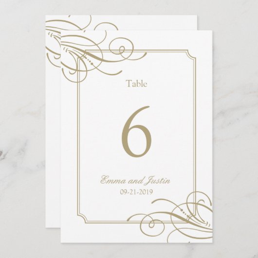 Goud Lijst Luxe Classic Bruiloft Tafel Nummers Kaart (Voorkant / Achterkant)