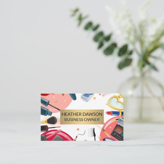 Goud Lijst | Make-up Artist Tools Cosmetica Visitekaartje (Staand voorkant)