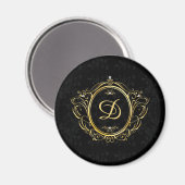Goud  lijst monogram met zwarte demask back magneet (Voorkant / Achterkant)