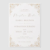 Goud Lijst Nuestra Boda Spaans Bruiloft Vellum Uitnodigingen (Voorkant)