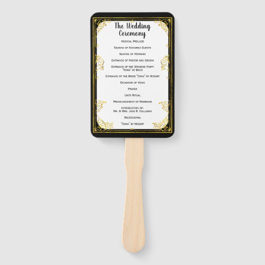 Goud Lijst Programma Ventilator Kleur getoond Zwa Handwaaier (Voorkant)