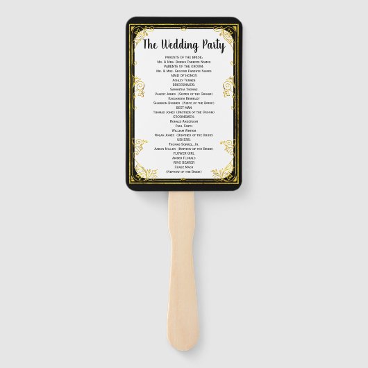 Goud Lijst Programma Ventilator Kleur getoond Zwa Handwaaier (Achterkant)