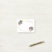 Goud Lijst Sjabloon Hand Script Waterverf Bloemen Post-it® Notes (Op bureau)