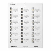 Goud Lijst Zwart Wit Strepen Monogram Bruiloft Etiket (Full Sheet)