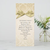 Goud lint Goud Damask Bruiloft Menu (Staand voorkant)
