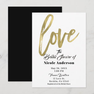 Goud LOVE Moderne Borstel Schrift Huwelijk Kaart