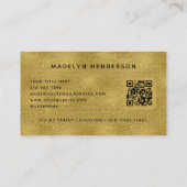 Goud Luxe QR Code Modern Professioneel Monogram Visitekaartje (Achterkant)
