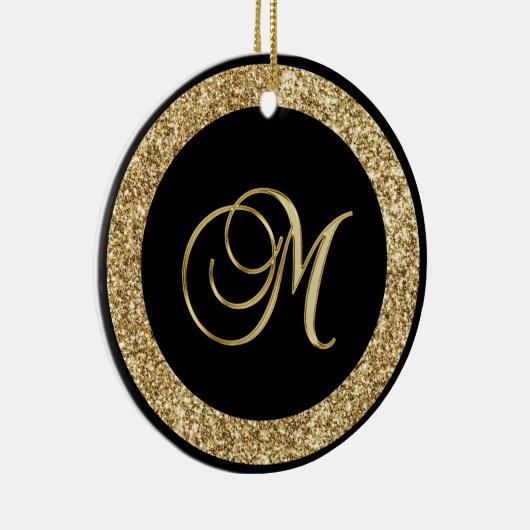 Goud M Monogram Keramisch Ornament (Rechts)