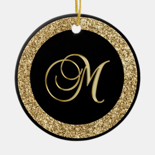 Goud M Monogram Keramisch Ornament (Voorkant)