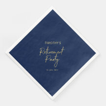 Goud & Marine Blauw Modern Pensioen Partij