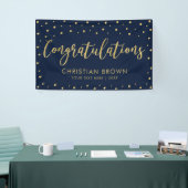 Goud & Marine | Gefeliciteerd Graduation Party Spandoek (Beurs)