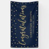 Goud & Marine | Gefeliciteerd Graduation Party Spandoek (Verticaal)