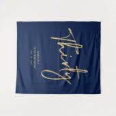 Goud & Marineblauw 30e Verjaardagsfeest Achtergron Wandkleed (Voorkant (horizontaal))