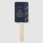 Goud marineblauw elegante typografie Trouwprogramm Handwaaier (Achterkant)