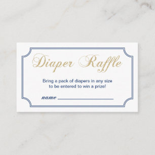 Goud & Marineblauw Jongens Baby Shower Luiers Ra Informatiekaartje