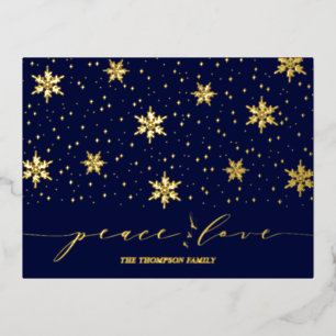 Goud & marineblauw   Kerst vakantie Folie Briefkaa Feestdagen Briefkaart
