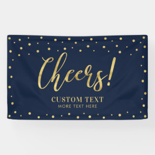Goud & Marineblauw Modern 'Proost' voor elke gel Spandoek