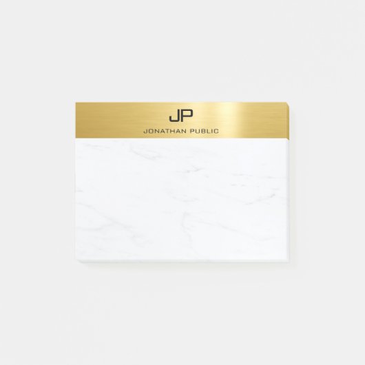 Goud Marmer Elegant Eenvoudig Modern Ontwerp Duide Post-it® Notes (Voorkant)