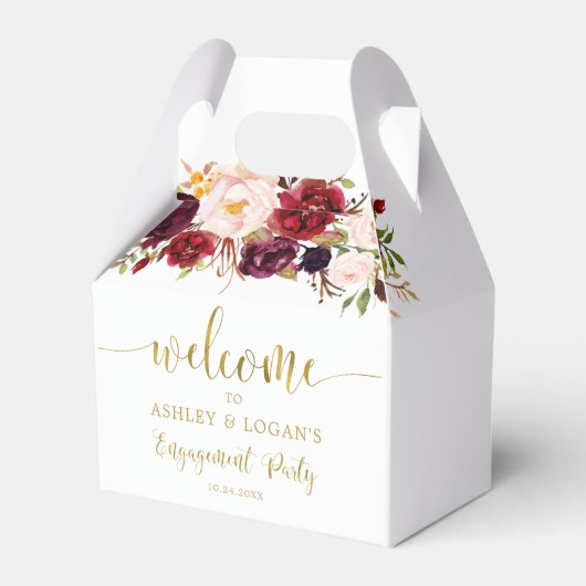 Goud Marsala Boho Herfst Verlovingsfeest  Bedankdoosjes (Voorkant Zijde)