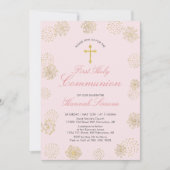 Goud | Meisje Eerste Heilige Communie Uitnodiging (Voorkant)