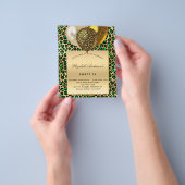 Goud met groene luipaard en gouden ballonvaars flyer (Hand)