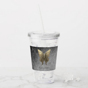 Goud met juwelen versierde vlinder acryl drinkbeker