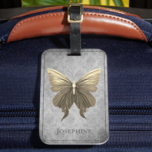 Goud met juwelen versierde vlinder bagagelabel