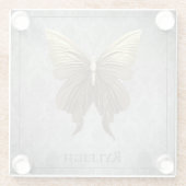 Goud met juwelen versierde vlinder glazen onderzetter (Achterkant)