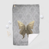 Goud met juwelen versierde vlinder golfhanddoek (Insitu)