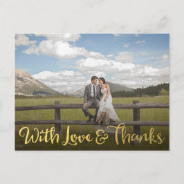 Goud met liefde en Bedankt Foto Briefkaart