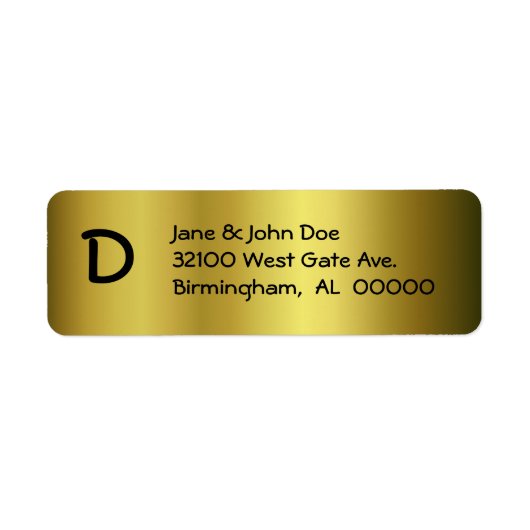 Goud met monogram Adresetiketten Etiket (Voorkant)