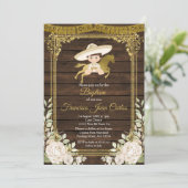 Goud met witte rozen Fiesta Boy Baptisme Kaart (Staand voorkant)