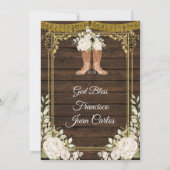 Goud met witte rozen Fiesta Boy Baptisme Kaart (Achterkant)