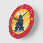 Goud met X-mas Wall Clock Ronde Klok (Hoek)