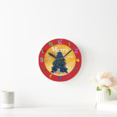 Goud met X-mas Wall Clock Ronde Klok (Huis)
