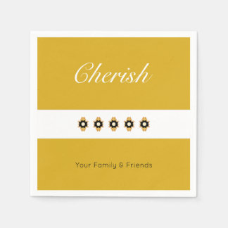 Goud met zwart en wit bloemen servet