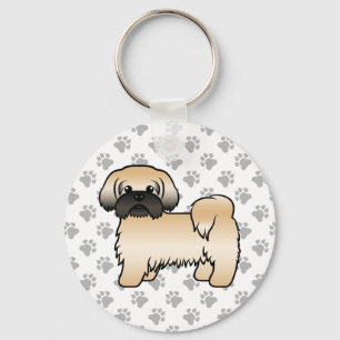Goud met zwart masker sjiih Tzu Cute Cartoon Dog Sleutelhanger