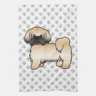 Goud met zwart masker sjiih Tzu Cute Cartoon Dog Theedoek
