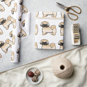 Goud Met Zwarte Masker Shih Tzu Cartoon Hond Patro Cadeaupapier
