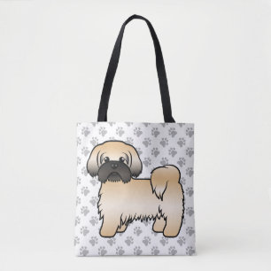Goud Met Zwarte Masker Shih Tzu Cartoon Hond & Poo Draagtas