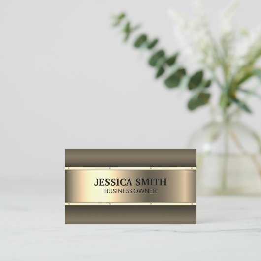 Goud Metaal | Klinknagels | Metaal Visitekaartje (Staand voorkant)