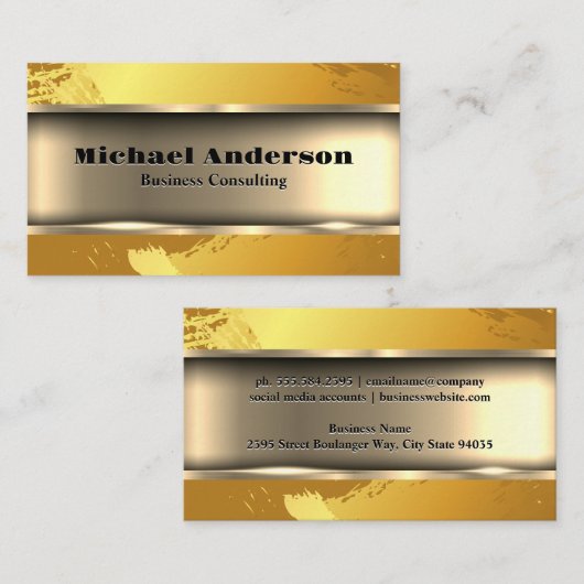 Goud Metallic | Artistiek geborsteld Visitekaartje (Voorkant / Achterkant)