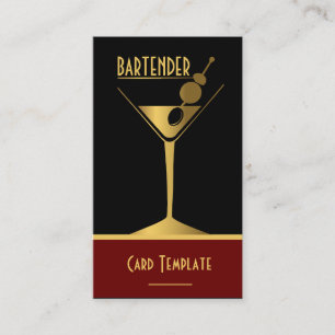 Goud Metallic Cocktail Logo Bartender Visitekaartje