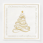 Goud Metallic Filigree "O Christmas Tree" Tekst Servetten (Voorkant)