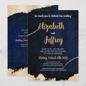 Goud Metallic geborsteld | Donkerblauwe textuur Kaart (Voorkant / Achterkant)