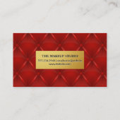 Goud Metallic Lijst | Rode gestoffeerde achtergron Visitekaartje (Achterkant)