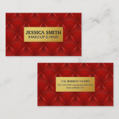 Goud Metallic Lijst | Rode gestoffeerde achtergron Visitekaartje (Voorkant / Achterkant)
